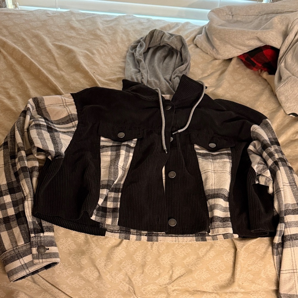 Plaid Black and Gray Women's Jacket